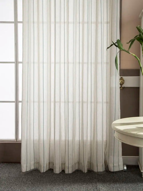 Rideau rayé style européen translucide pour salon chambre - vue 2 sur 9
