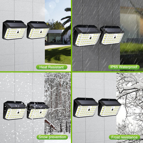 Lumières extérieures solaires 176 LED lumières d'inondation de capteur de mouvement actionnées solaires IP65 imperméabilisent la lampe de mur de 3 Modes pour la cour extérieure de porche - vue 10 sur 10