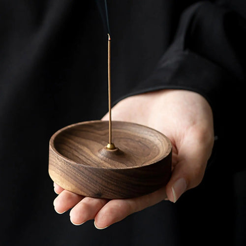 brûleur d'encens rond en bois pour méditation et décoration intérieure - vue 6 sur 6
