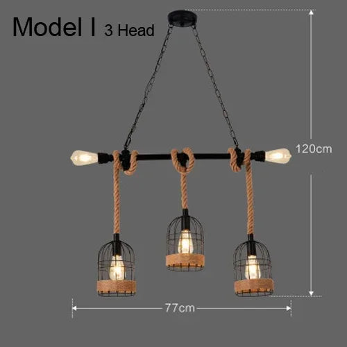 Lustre et Suspension rustique industrielle avec cordage - vue 13 sur 21