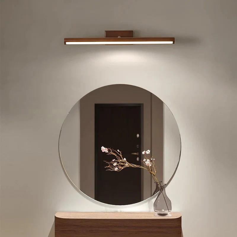Wooden Mirror headlight, Wabi-sabi Modern Vintage style, wall light for Bathroom, Bedroom, dining room, Study lighting - vue 2 sur 12