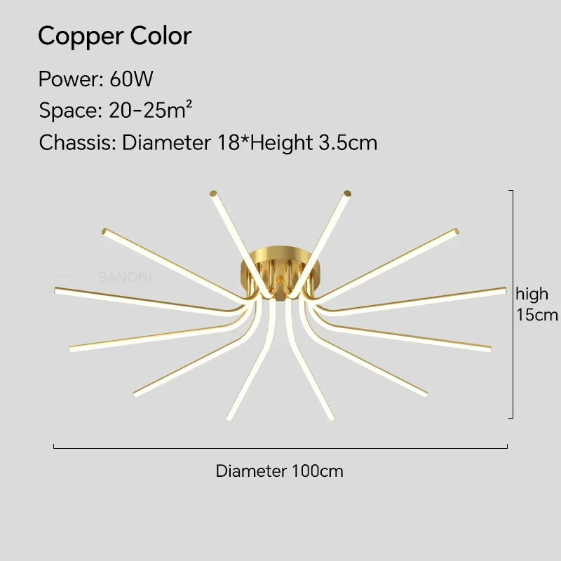 plafonnier led moderne avec télécommande pour décoration intérieure - vue 11 sur 12