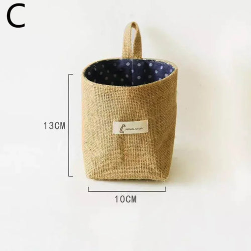 panier de rangement en coton et lin avec poignée - vue 12 sur 16
