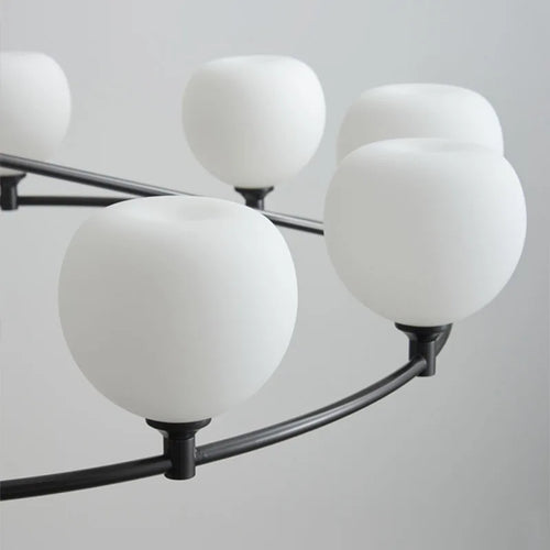 lustre en cuivre noir design moderne avec ampoule en verre blanc - vue 5 sur 12