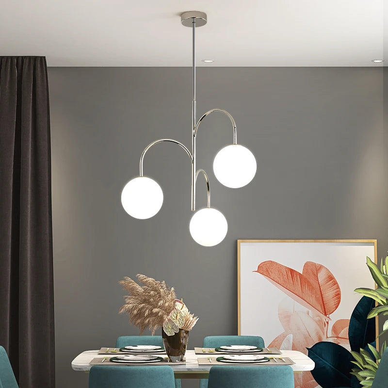 lustre moderne en fer et verre pour décoration intérieure - vue 5 sur 7