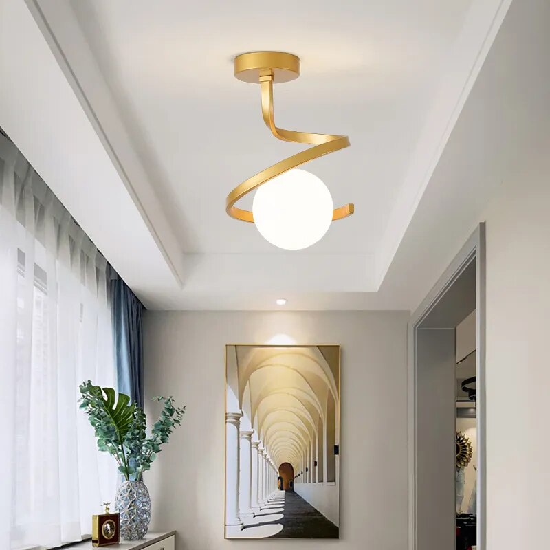 plafonnier led nordique boule verre - vue 3 sur 8
