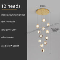 lustre rotatif design nordique en cristal pour éclairage intérieur