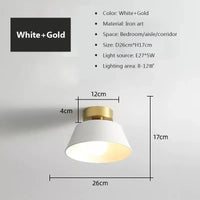 Rétro plafonnier LED décoration intérieure lampe fer rond noir blanc abat-jour pour balcon allée couloir couloir luminaire