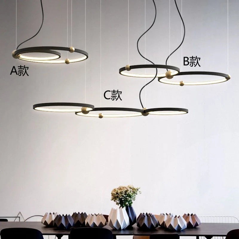 lustre moderne avec anneau suspension led pour décoration suspendue - vue 6 sur 9