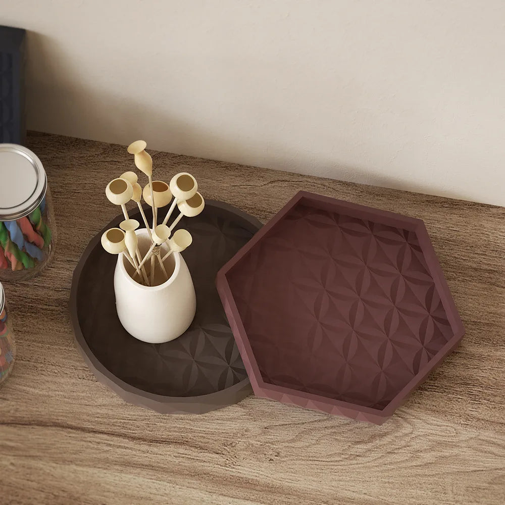 plateau en béton pour rangement et décoration artisanale sous-verre - vue 3 sur 10