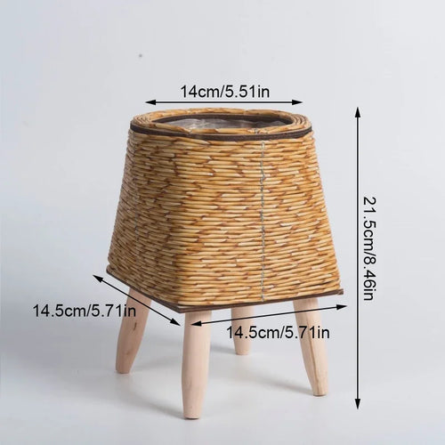 pot de fleurs en rotin tissé pour décoration et rangement - vue 13 sur 12