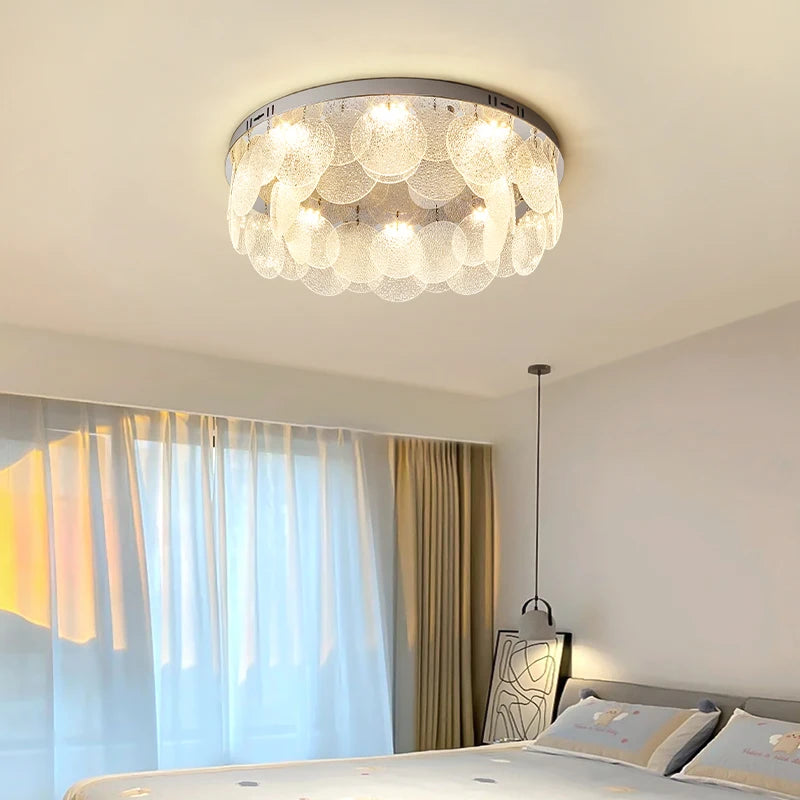 plafonnier led moderne en acier inoxydable et verre pour décoration intérieure - vue 4 sur 10