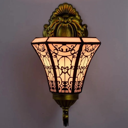 tiffany miroir rétro lampe tournesol simple tête applique murale - vue 3 sur 7