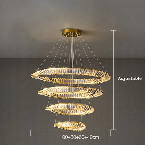 suspension moderne en aluminium et cristal led - vue 15 sur 14