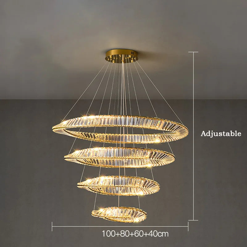 suspension moderne en aluminium et cristal led - vue 14 sur 14