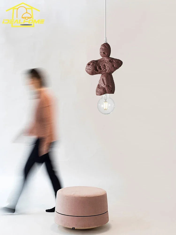 suspension en résine wabi-sabi luminaire décoratif intérieur - vue 3 sur 9