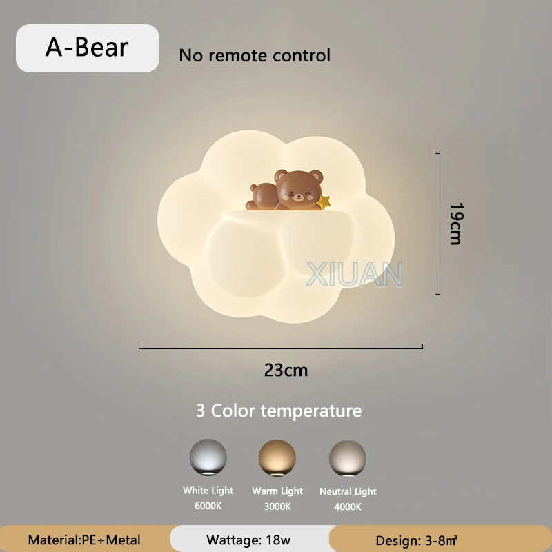 applique murale nuage ours chat singe pour enfants bébé - vue 9 sur 9