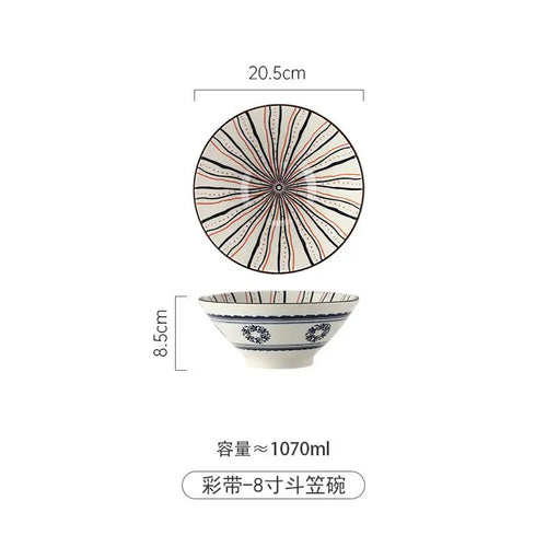 Bol japonais ramen céramique motif floral 12l soupe