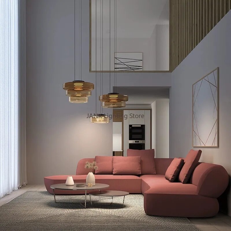Lustre en verre minimaliste italien - vue 3 sur 24