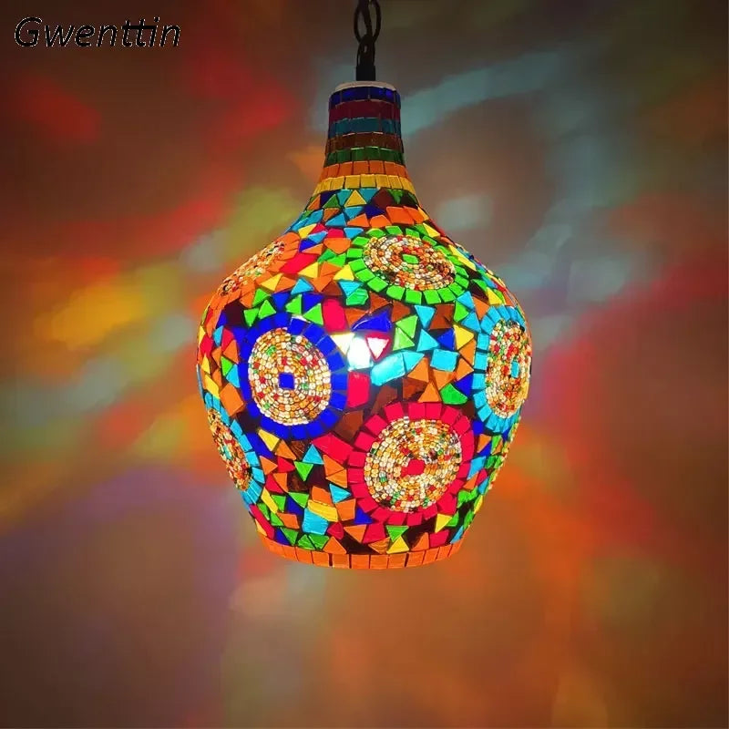 lustre en vase d'art bohème pour décoration intérieure artisanale - vue 4 sur 13