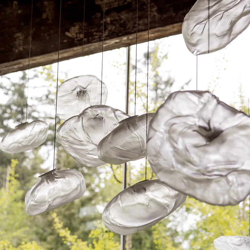lustre moderne 	 en verre pour restaurant et magasin de vêtements - vue 5 sur 10