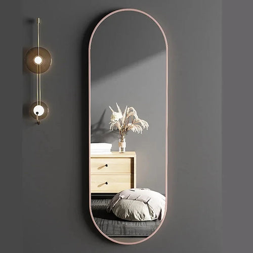 miroir de maquillage suspendu design ovale en métal pleine longueur - vue 2 sur 6