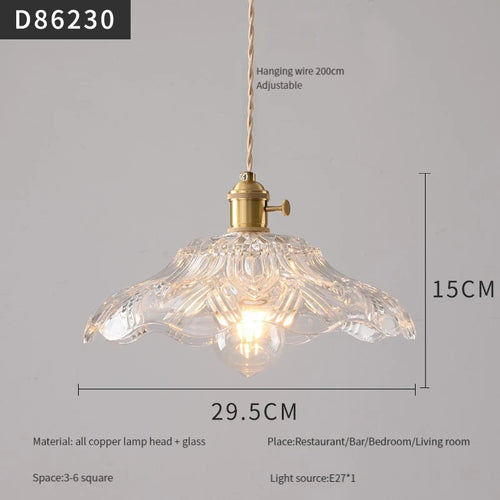 suspension moderne en laiton avec abat-jour rustique en verre de noyer - vue 24 sur 30