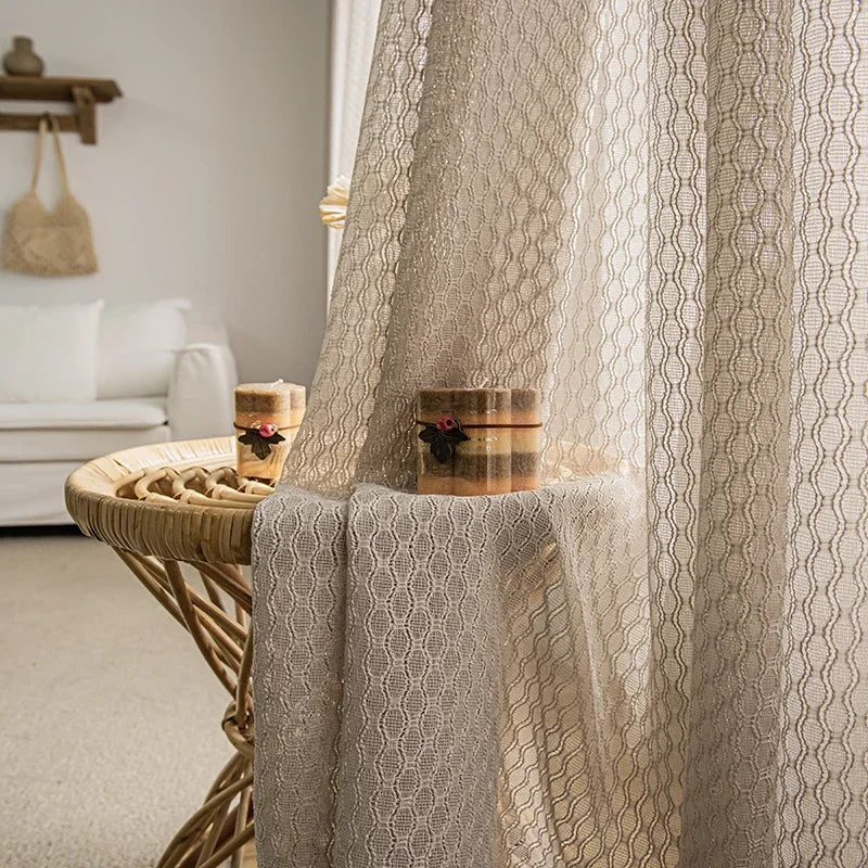 Voilage tulle moderne rayé pour salon chambre fenetre - vue 8 sur 9
