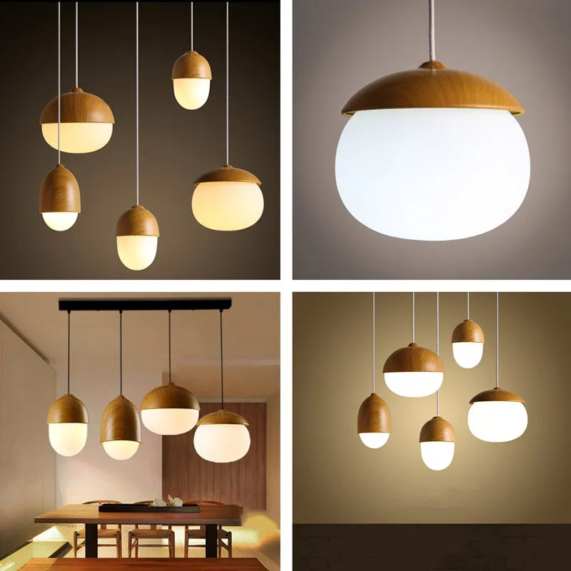 Suspension de lustre en grain de bois de style moderne nordique pour salon salle de réunion chambre luminaires intérieurs lampes suspendues - vue 3 sur 15