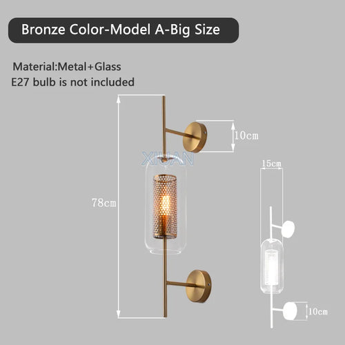 American Industrial Wall Lamps Clear Glass Wall Light Iron Metal Cage Living Room Decorative Wall Light Hallway Entrance Aisle - vue 13 sur 14