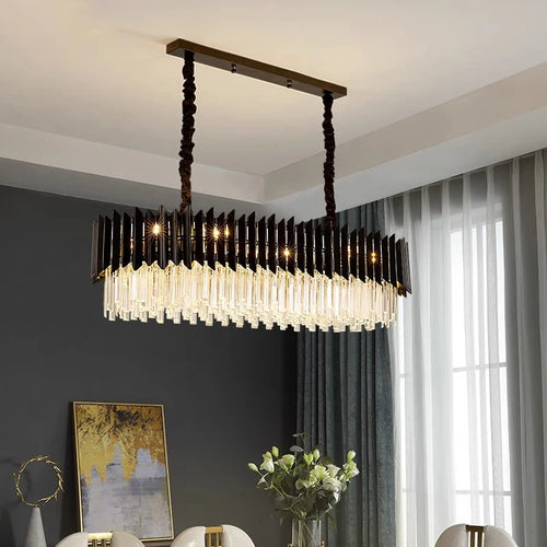 plafonnier led ovales en cristal à intensité variable en or noir - vue 7 sur 14