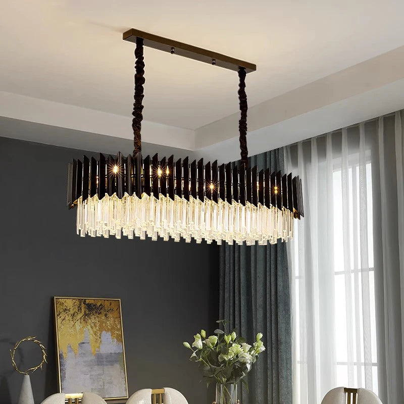 plafonnier led ovales en cristal à intensité variable en or noir - vue 6 sur 14