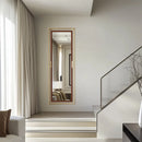 miroir sur pied décoratif avec cadre en métal doré
