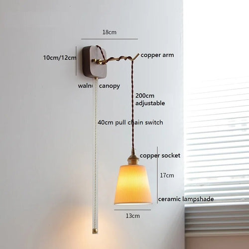applique murale led noyer cuivre moderne baguette plug-in - vue 21 sur 23