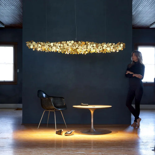lustre moderne en acier inoxydable chromé pour intérieur - vue 3 sur 10