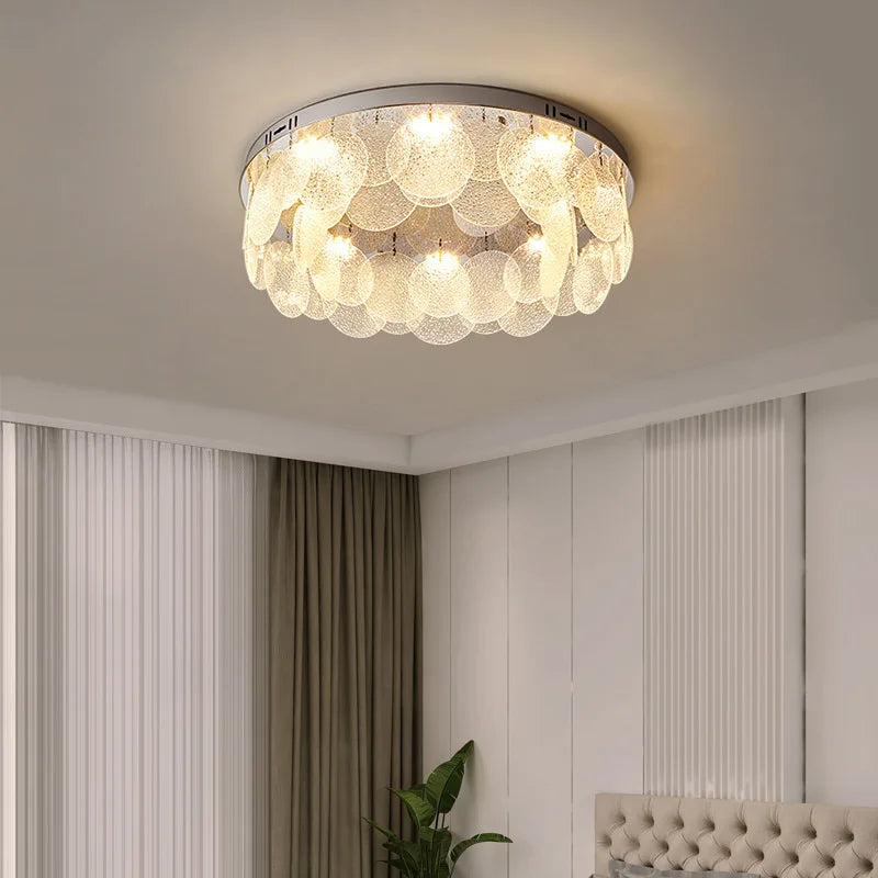 Plafonnier Led rond en verre et cristal - vue 3 sur 10