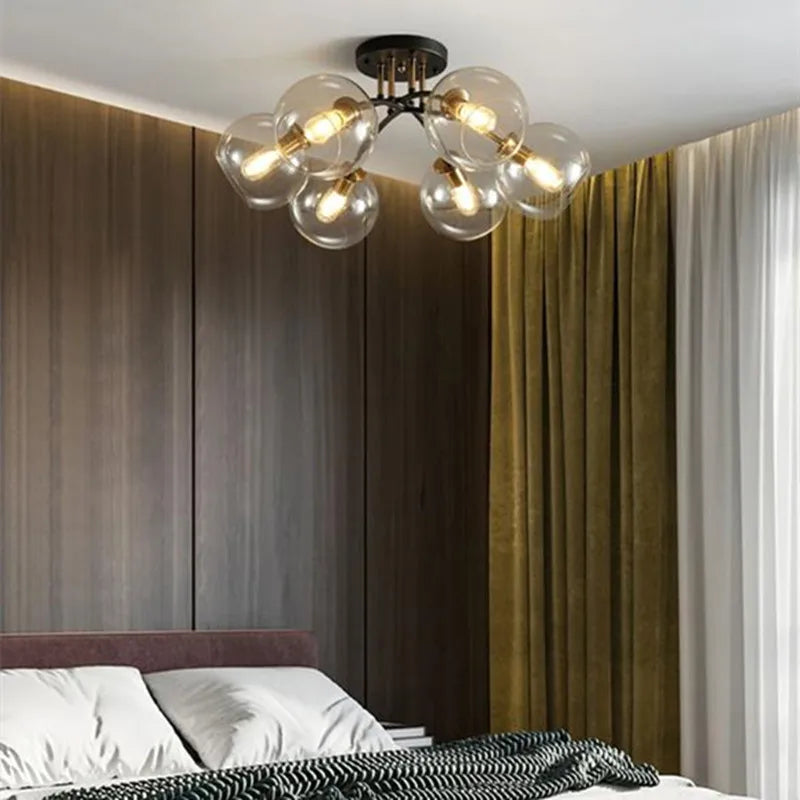 plafonnier industriel design en verre fumé pour décoration moderne - vue 5 sur 12