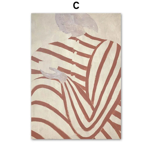 pyjama rayé femme géométrie feuille art mural rétro décoratif - vue 13 sur 14