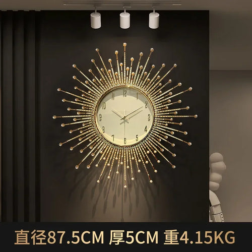 horloge murale de luxe en forme de soleil pour décoration moderne - vue 8 sur 10
