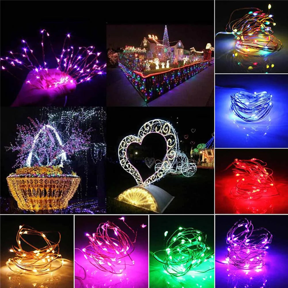 guirlande lumineuse led usb en cuivre argent pour décorations de fête - vue 5 sur 14