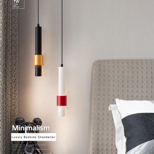 Lamp Modern LED Pendant Light Fixtures, 1-Light Adjustable Cylindrical Ceiling Hanging Light, Black And White Finish Mini Penda - vue 2 sur 14