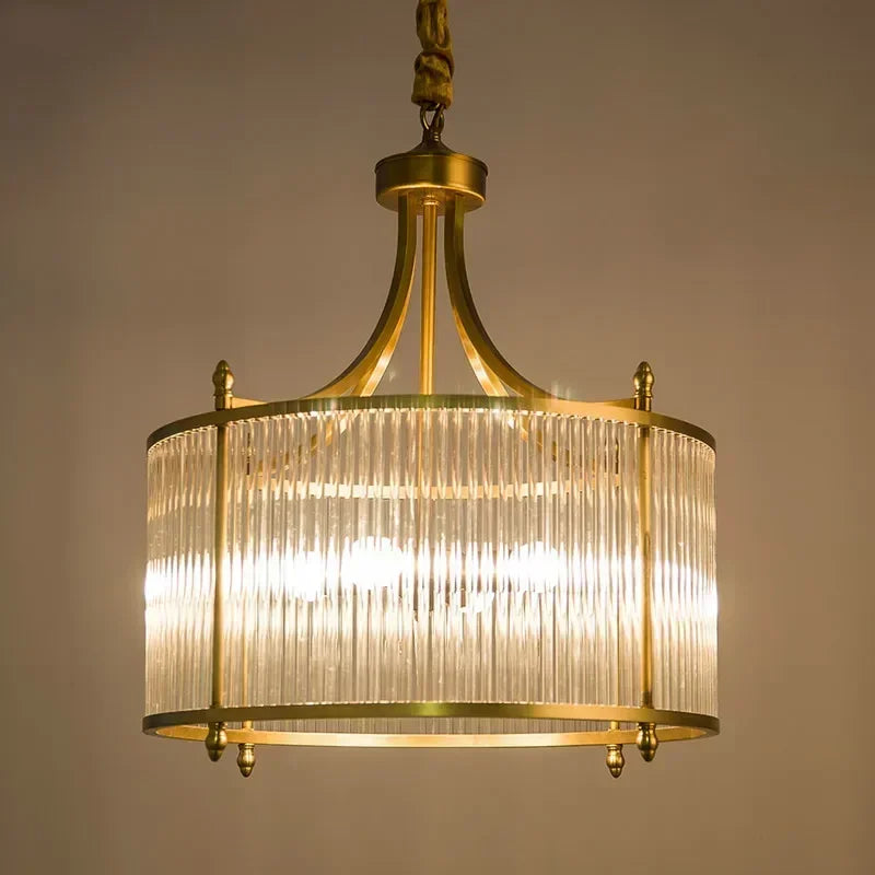lustre de luxe moderne en cuivre doré avec éclairage led - vue 4 sur 12