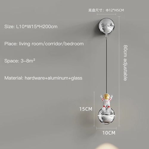 lustre moderne led design astronaute petites suspension - vue 17 sur 18