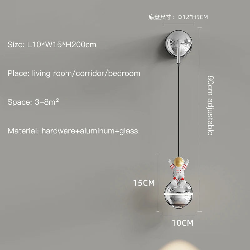 lustre moderne led design astronaute petites suspension - vue 16 sur 18