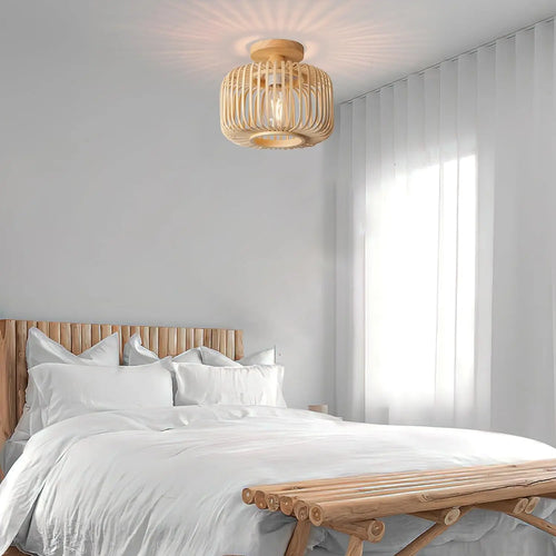 plafonnier en bambou tricoté à la main pour décoration créative - vue 4 sur 8