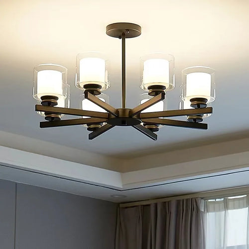 lustre moderne en verre avec éclairage led design luxe - vue 2 sur 14