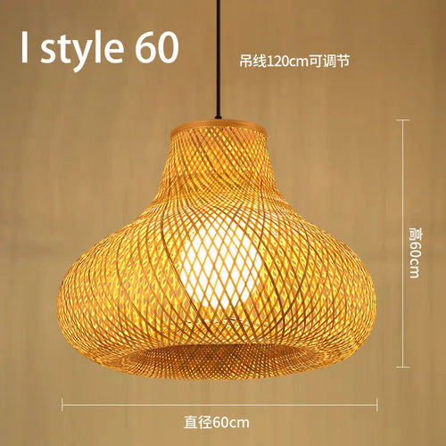 lustre style chinois fait main en bambou tissage pastoral vintage - vue 29 sur 30
