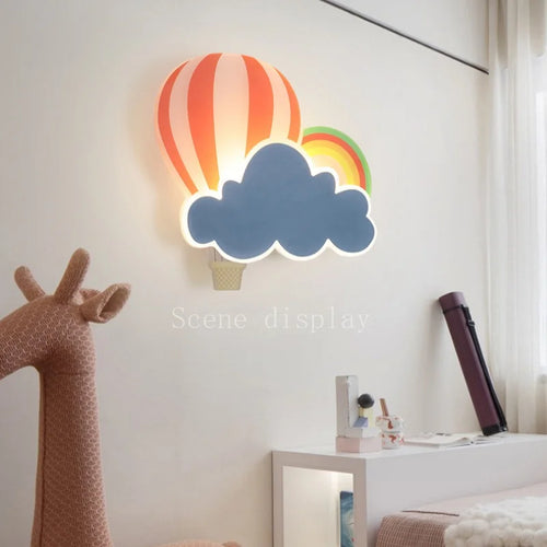 applique murale led nuage montgolfière dessin animé pour enfant - vue 3 sur 7