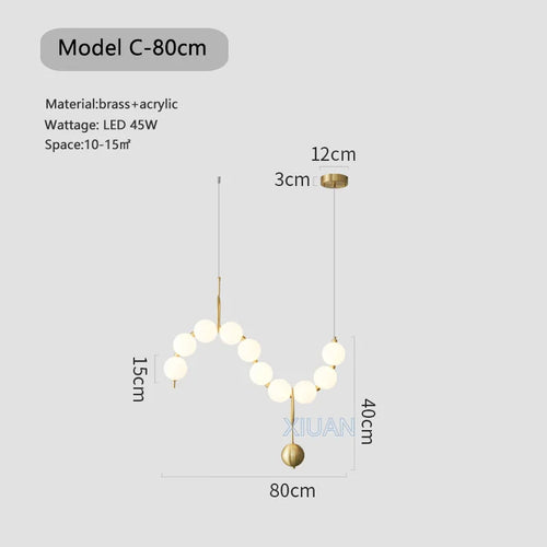 lustre suspension en acrylique blanc avec perles - vue 16 sur 16