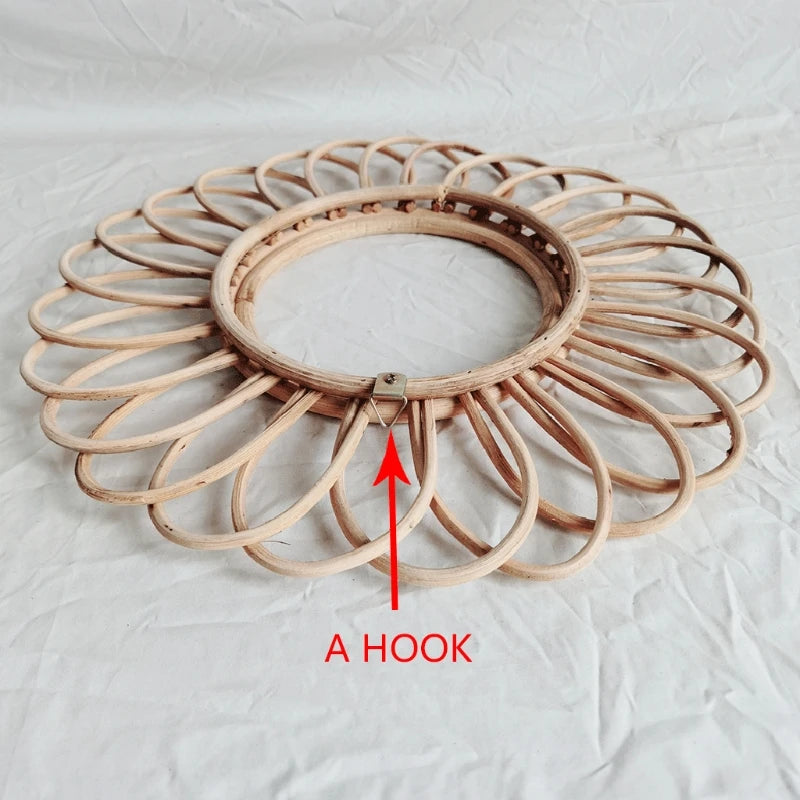 miroir rond en rotin décoration artistique pour intérieur - vue 7 sur 7